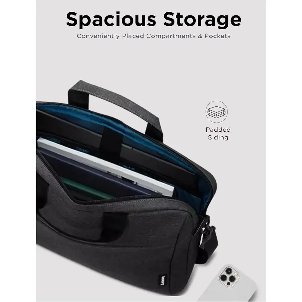 Lenovo 12in Laptop Bag T210 Grey Black Messenger Shoulder Bag Water-Repellent